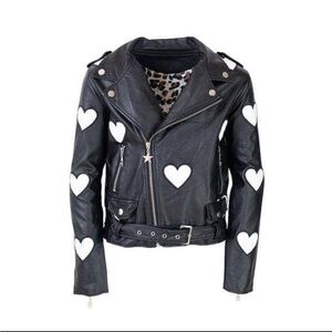 WOMEN'S HEART VEGAN LEATHER JACKET